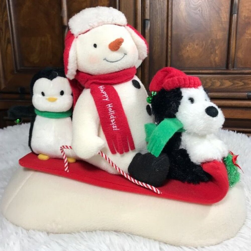 Puppy Penguin Snowman Animated/Musical Christmas Soft Side Plush Sleigh Ride